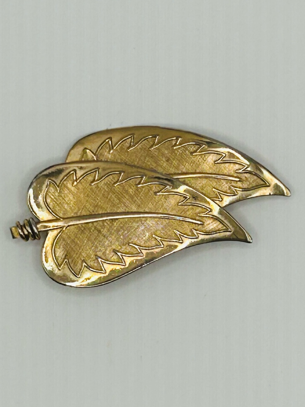 Coro Gold Leaf Double-Leaf Brooch